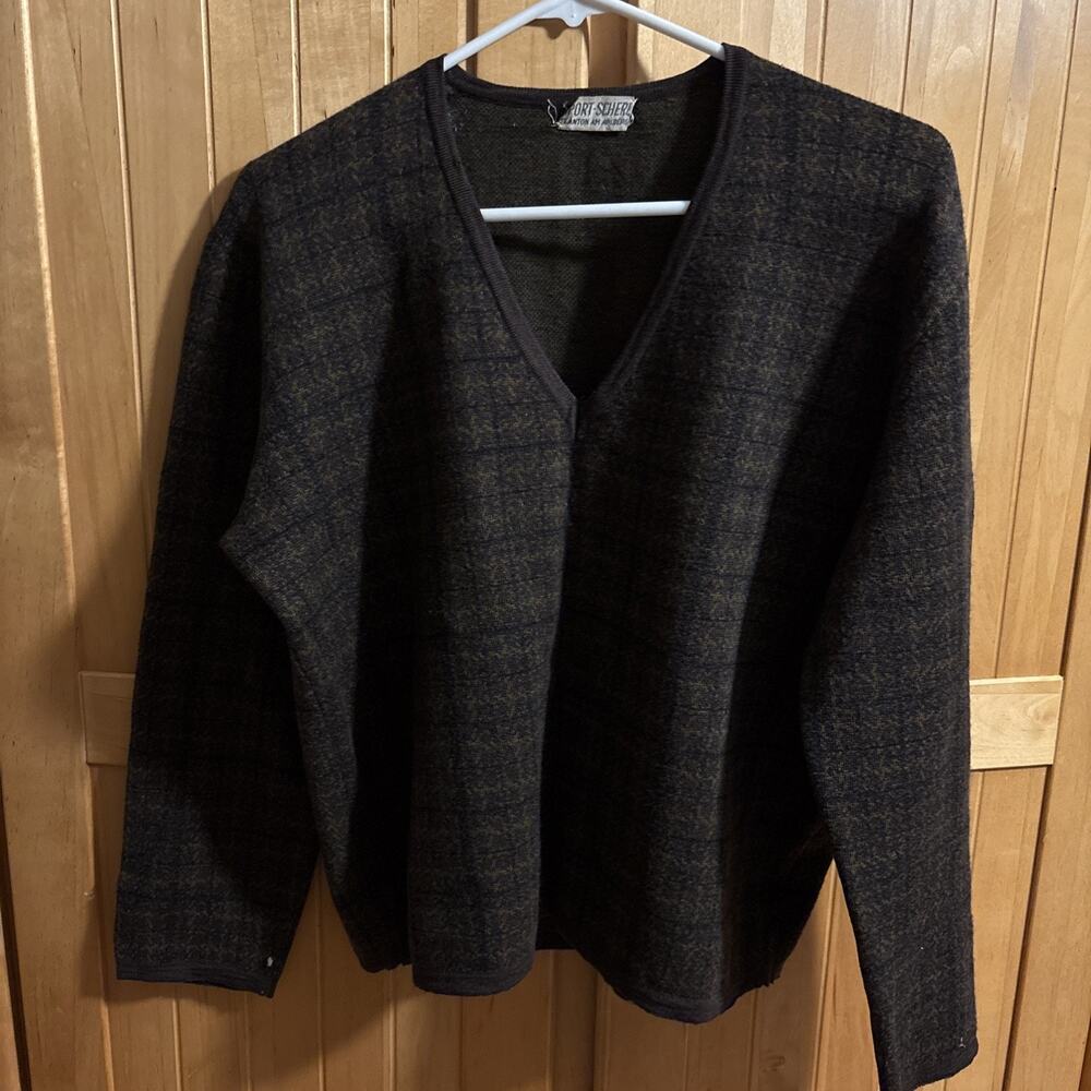 Vtg SPORT-SCHERLA Austria Ski Knit Jumper Sweater Vest Brown Green Textured S